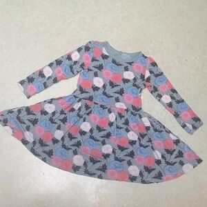 KicKee Pants 2T LS Swing Dress in Baby Rose Holiday Floral - EUC